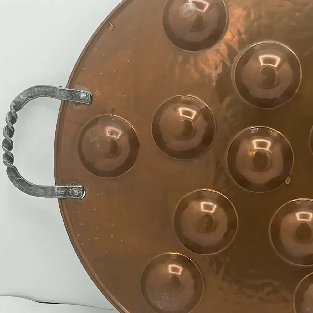 VTG 14” Round Copper Egg Poaching/Pastry Pan / Escargot Pan France
